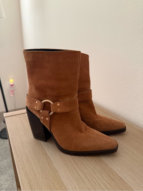 rag & bone Shoes - rag & bone Cognac Suede Ring-Detail Ankle Boots